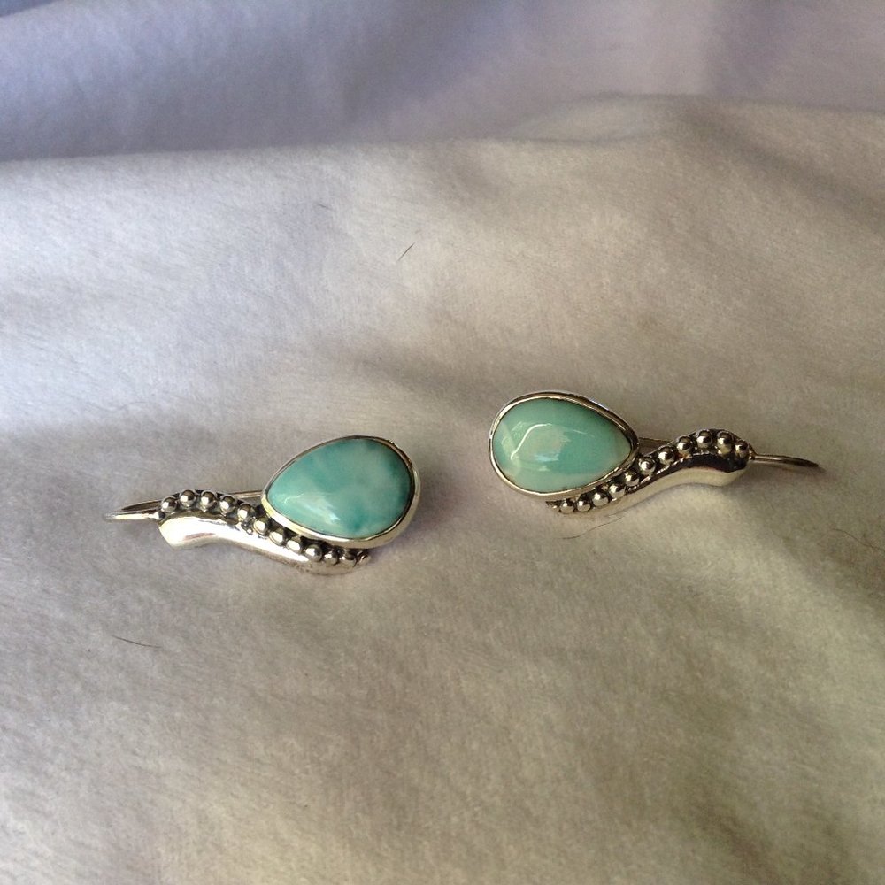 Sajen Larimar Pendant Pearl Accent Sterling Silver with Matching Earrings - Picture 6 of 16